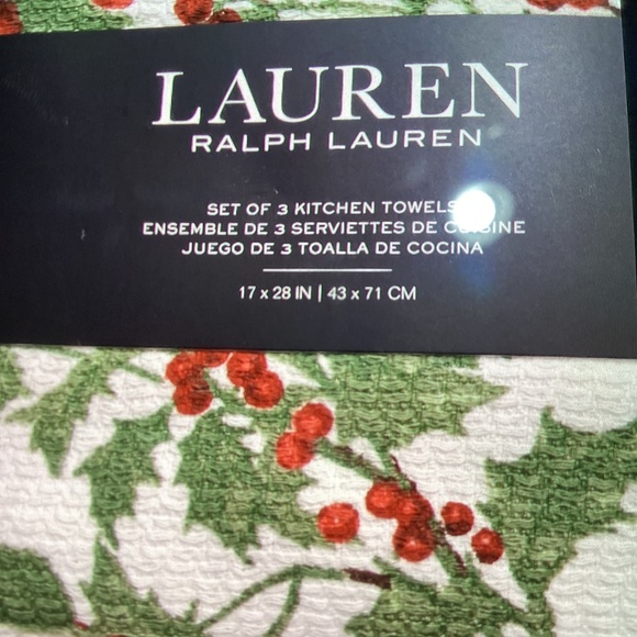 New Ralph Lauren Christmas Kitchen Towel Set - Holly/ Red-3 pack - Picture 5 of 5